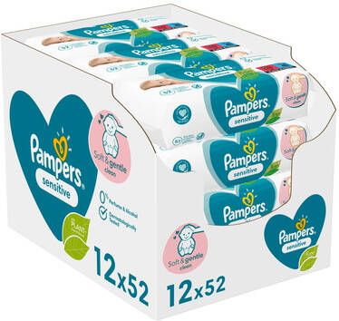 Pampers vochtige doekjes Sensitive 624 doekjes(12 x 52 stuks )