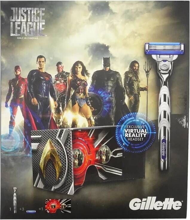 Gillette Mach3 Turbo Justice League Giftpack 2 Scheermesjes Virtual Reality Hoofdtelefoon